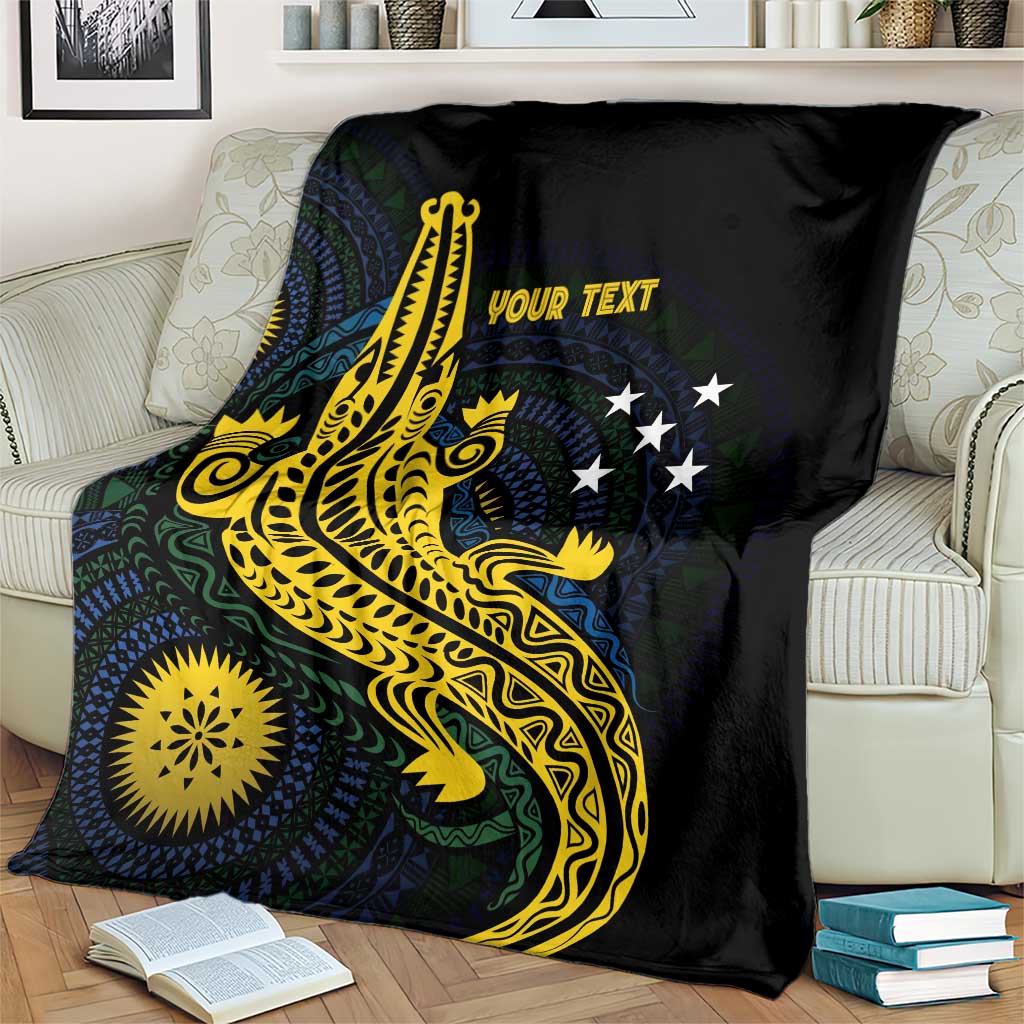 Personalized Solomon Islands Independence Anniversary Blanket Crocodile Mix Tapa