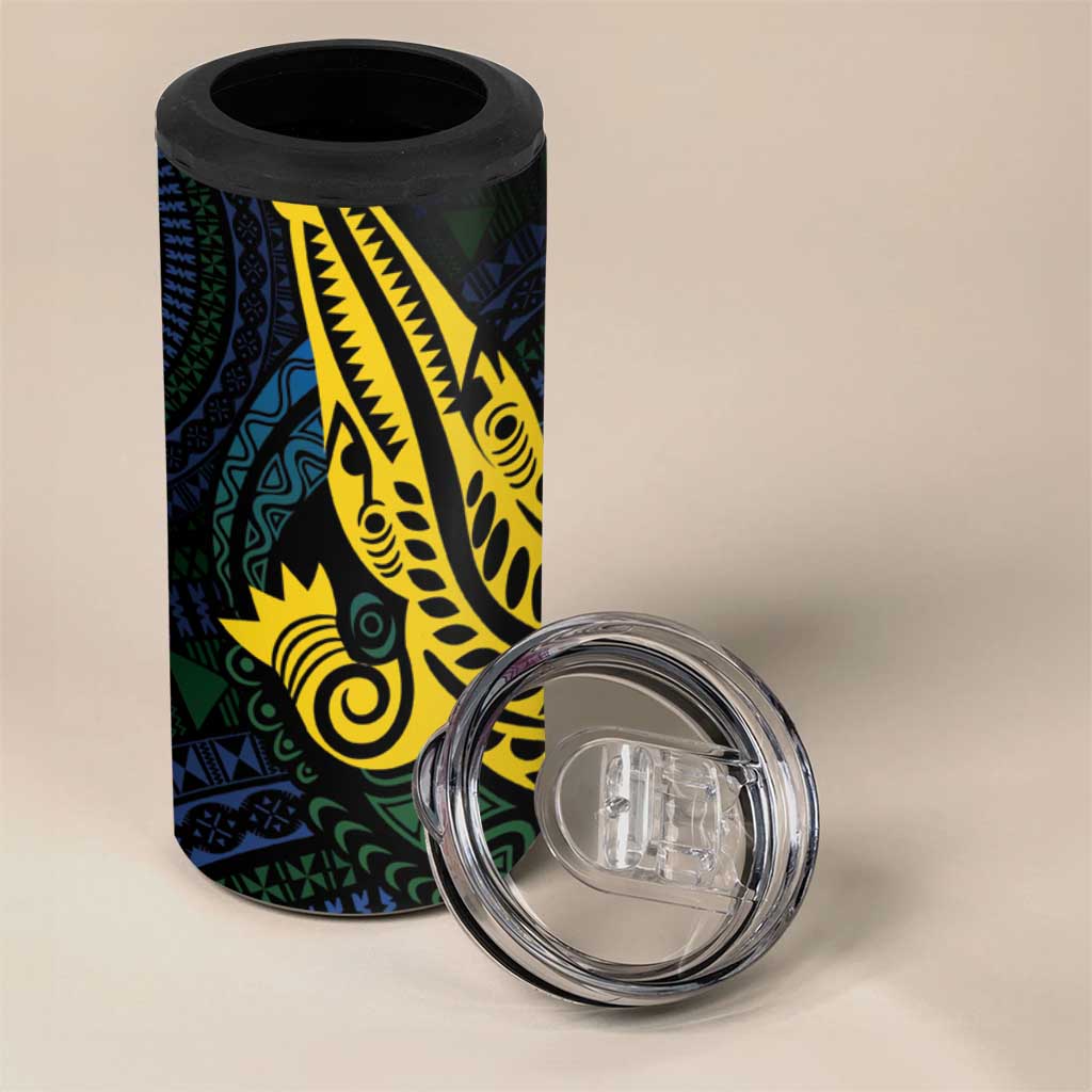 Personalized Solomon Islands Independence Anniversary 4 in 1 Can Cooler Tumbler Crocodile Mix Tapa