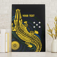 Personalized Solomon Islands Independence Anniversary Canvas Wall Art Crocodile Mix Tapa