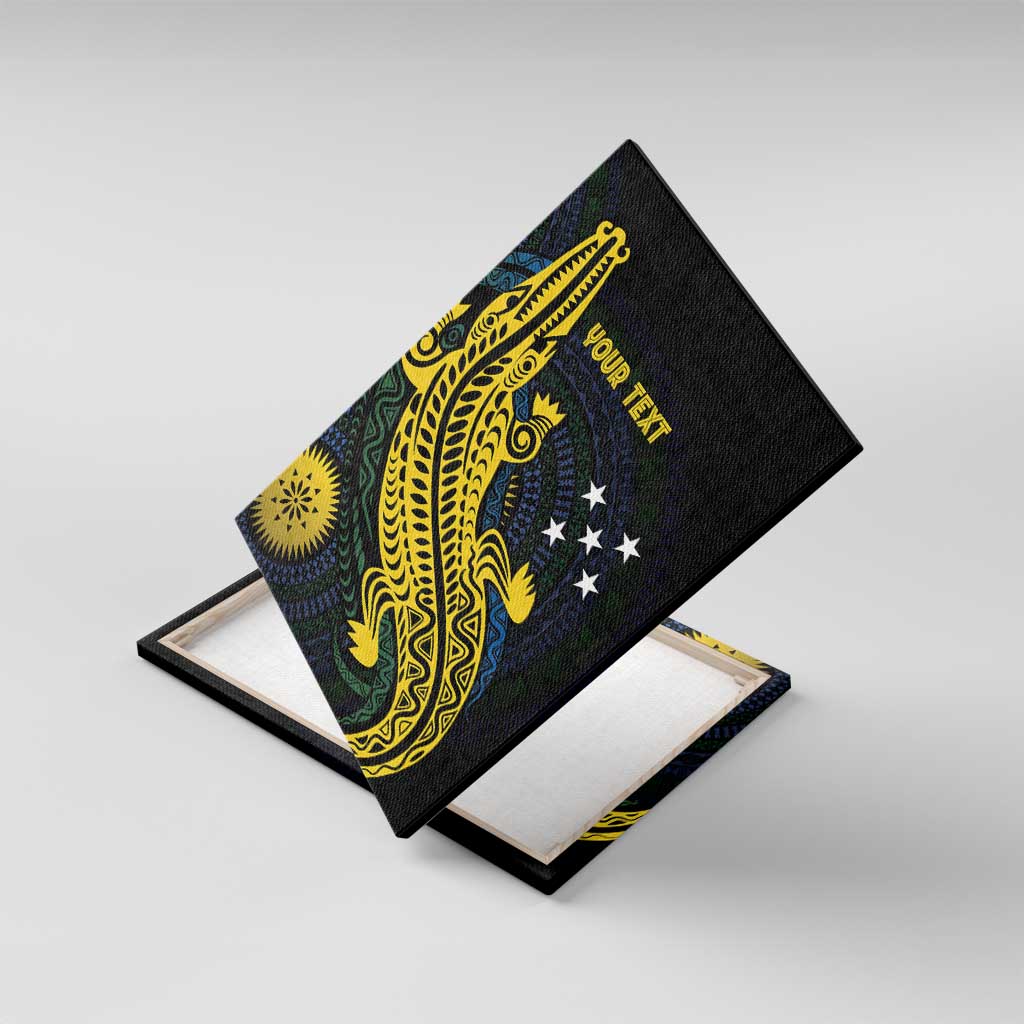 Personalized Solomon Islands Independence Anniversary Canvas Wall Art Crocodile Mix Tapa