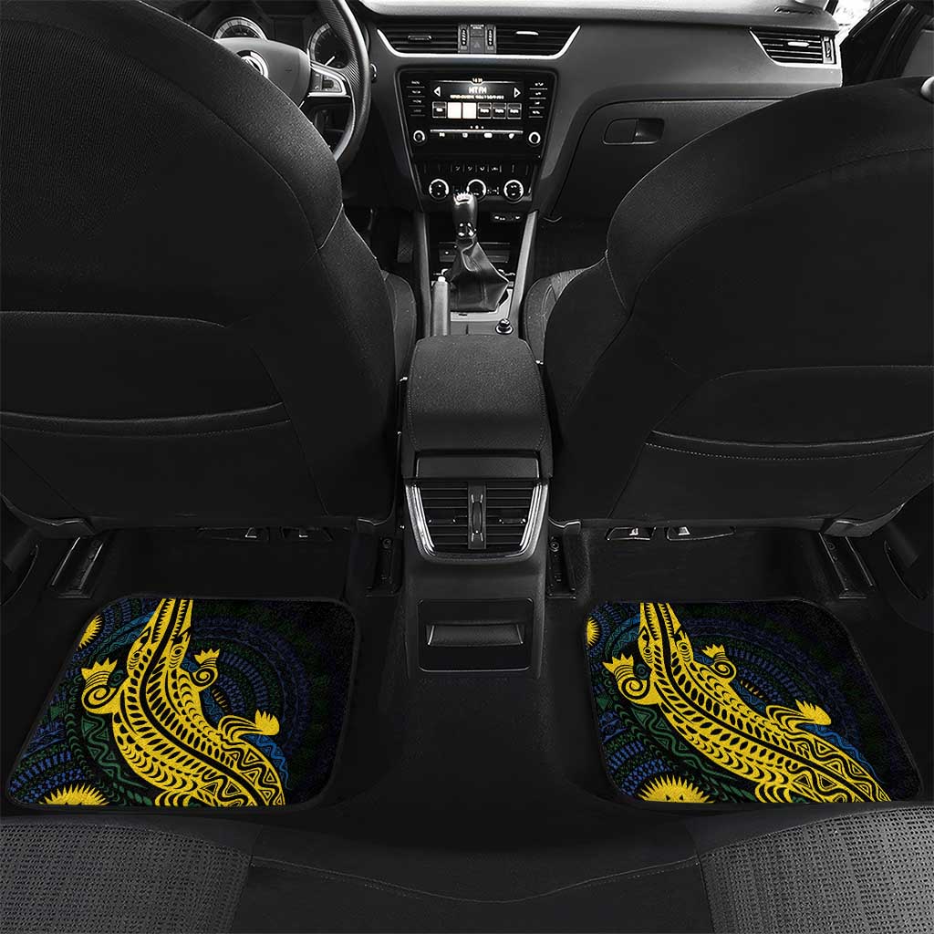 Personalized Solomon Islands Independence Anniversary Car Mats Crocodile Mix Tapa