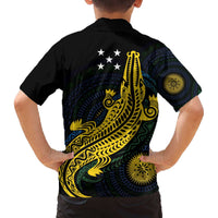 Personalized Solomon Islands Independence Anniversary Family Matching Off The Shoulder Long Sleeve Dress and Hawaiian Shirt Crocodile Mix Tapa LT7 - Polynesian Pride