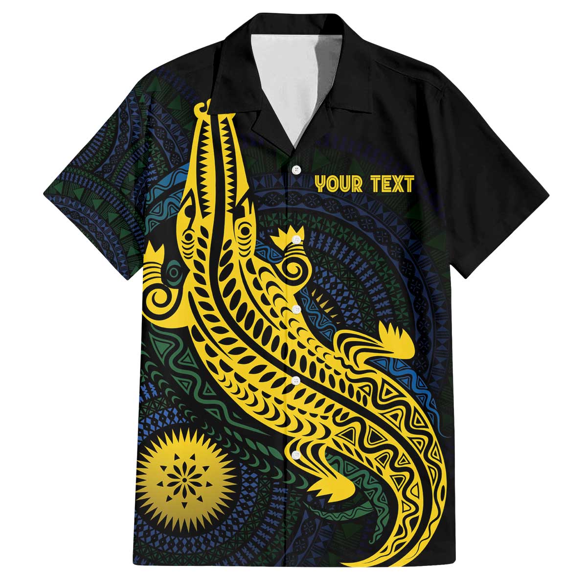Personalized Solomon Islands Independence Anniversary Family Matching Off The Shoulder Long Sleeve Dress and Hawaiian Shirt Crocodile Mix Tapa LT7 Dad's Shirt - Short Sleeve Colorful - Polynesian Pride