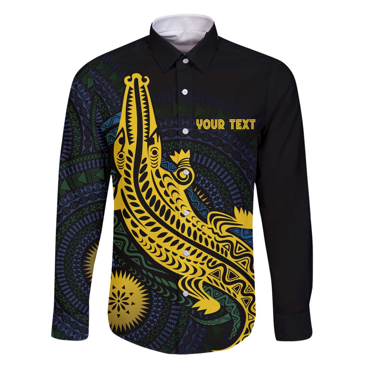 Personalized Solomon Islands Independence Anniversary Family Matching Off The Shoulder Long Sleeve Dress and Hawaiian Shirt Crocodile Mix Tapa LT7 Dad's Shirt - Long Sleeve Colorful - Polynesian Pride
