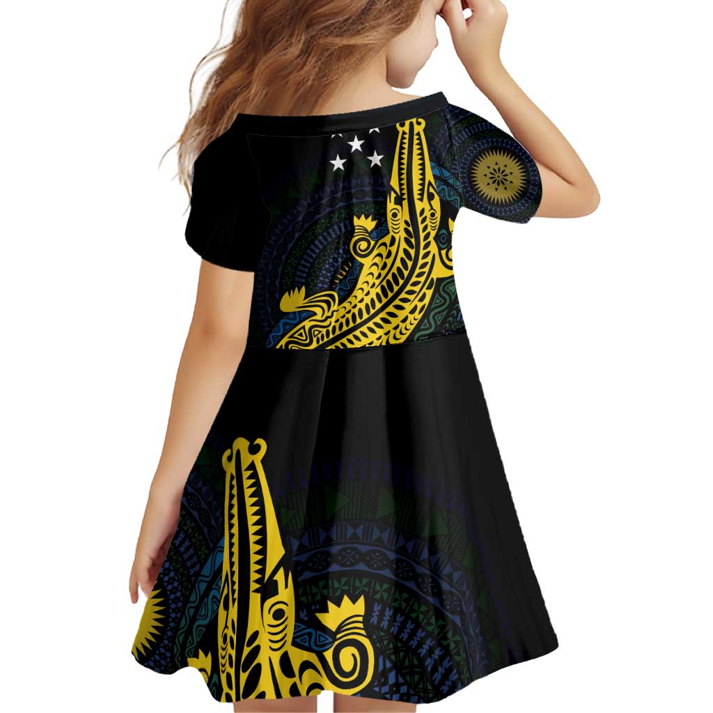 Personalized Solomon Islands Independence Anniversary Family Matching Off Shoulder Short Dress and Hawaiian Shirt Crocodile Mix Tapa