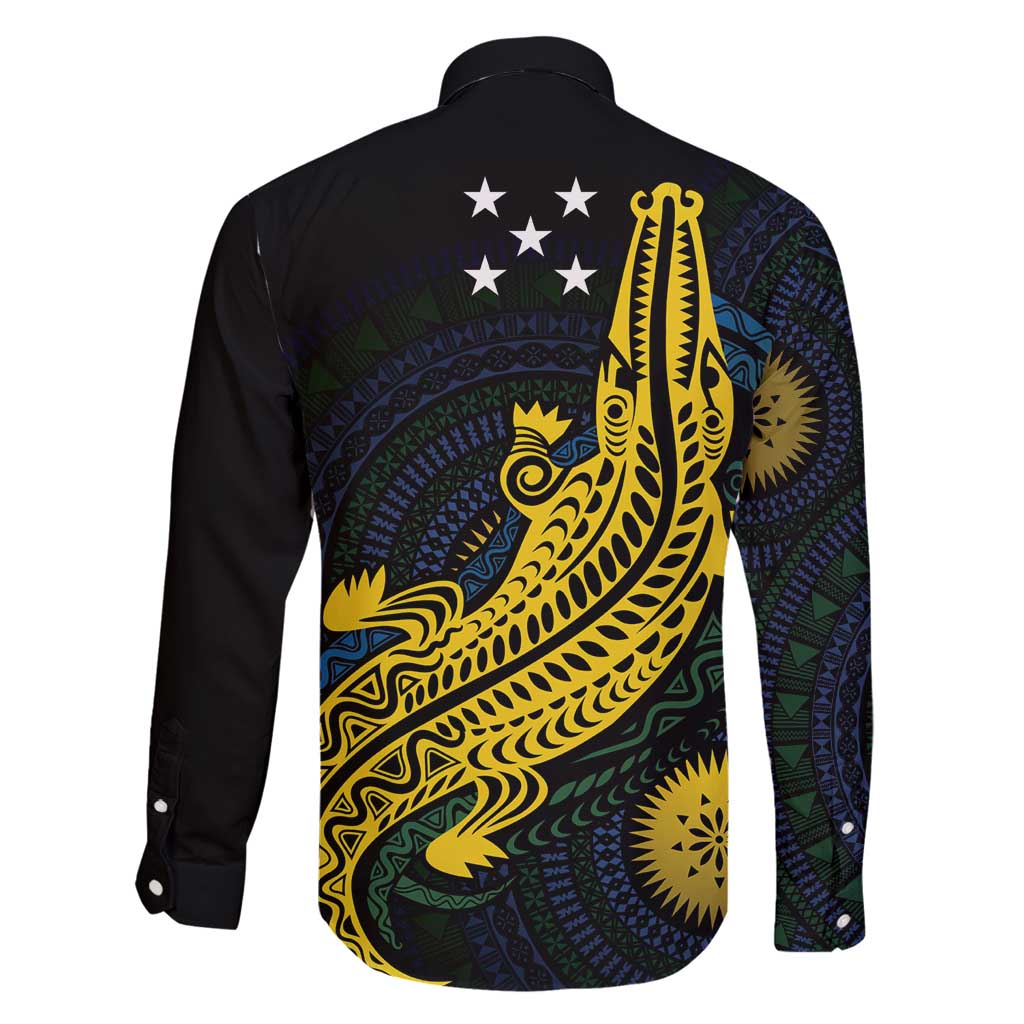 Personalized Solomon Islands Independence Anniversary Family Matching Off Shoulder Short Dress and Hawaiian Shirt Crocodile Mix Tapa