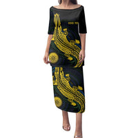 Personalized Solomon Islands Independence Anniversary Family Matching Puletasi and Hawaiian Shirt Crocodile Mix Tapa