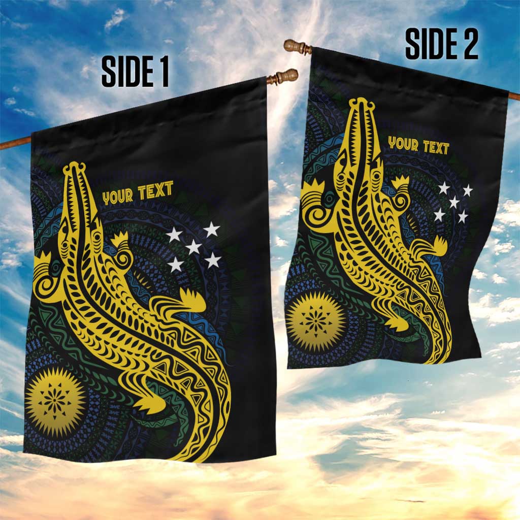 Personalized Solomon Islands Independence Anniversary Garden Flag Crocodile Mix Tapa