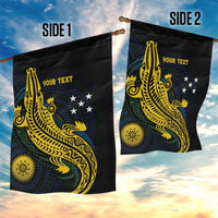 Personalized Solomon Islands Independence Anniversary Garden Flag Crocodile Mix Tapa