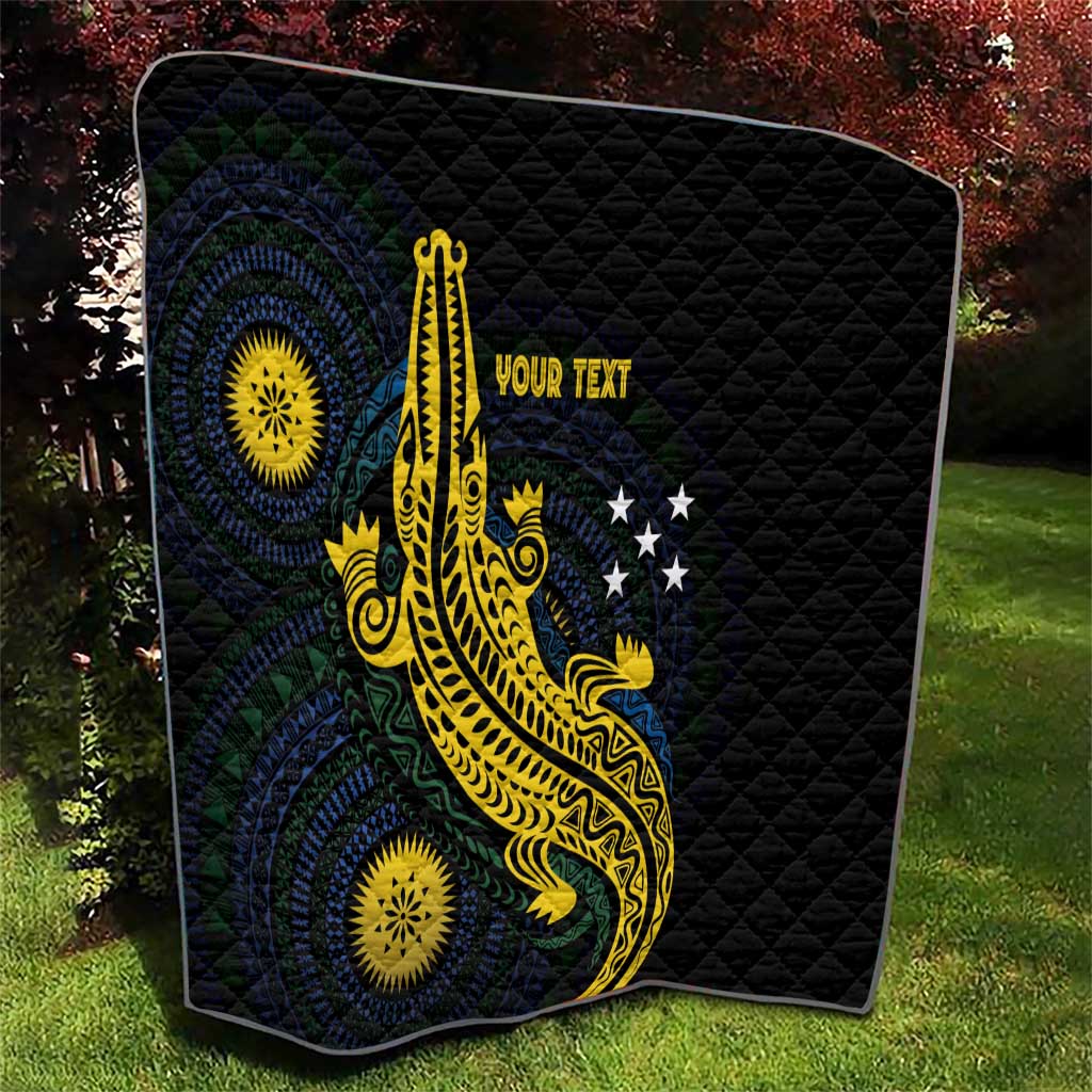 Personalized Solomon Islands Independence Anniversary Quilt Crocodile Mix Tapa