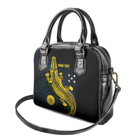 Personalized Solomon Islands Independence Anniversary Shoulder Handbag Crocodile Mix Tapa