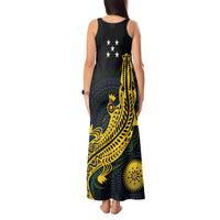 Personalized Solomon Islands Independence Anniversary Tank Maxi Dress Crocodile Mix Tapa