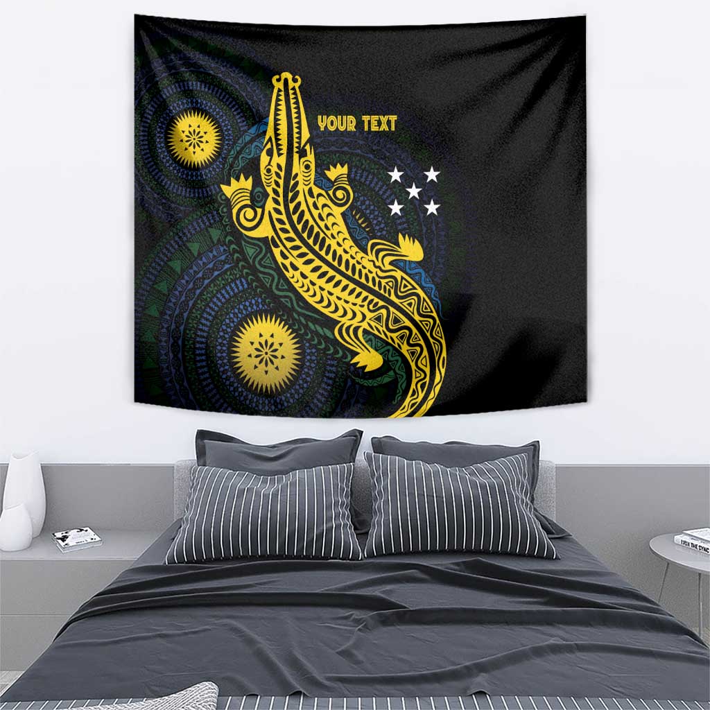 Personalized Solomon Islands Independence Anniversary Tapestry Crocodile Mix Tapa