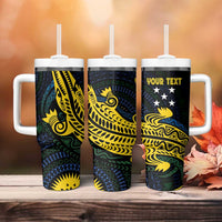 Personalized Solomon Islands Independence Anniversary Tumbler With Handle Crocodile Mix Tapa