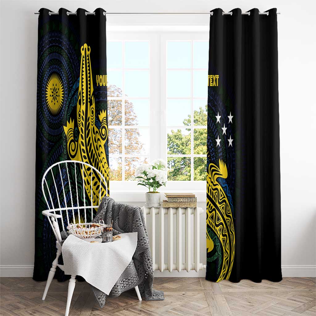 Personalized Solomon Islands Independence Anniversary Window Curtain Crocodile Mix Tapa