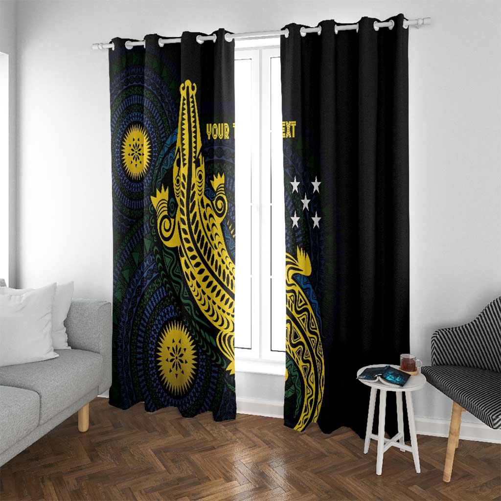 Personalized Solomon Islands Independence Anniversary Window Curtain Crocodile Mix Tapa