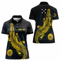 Personalized Solomon Islands Independence Anniversary Women Polo Shirt Crocodile Mix Tapa