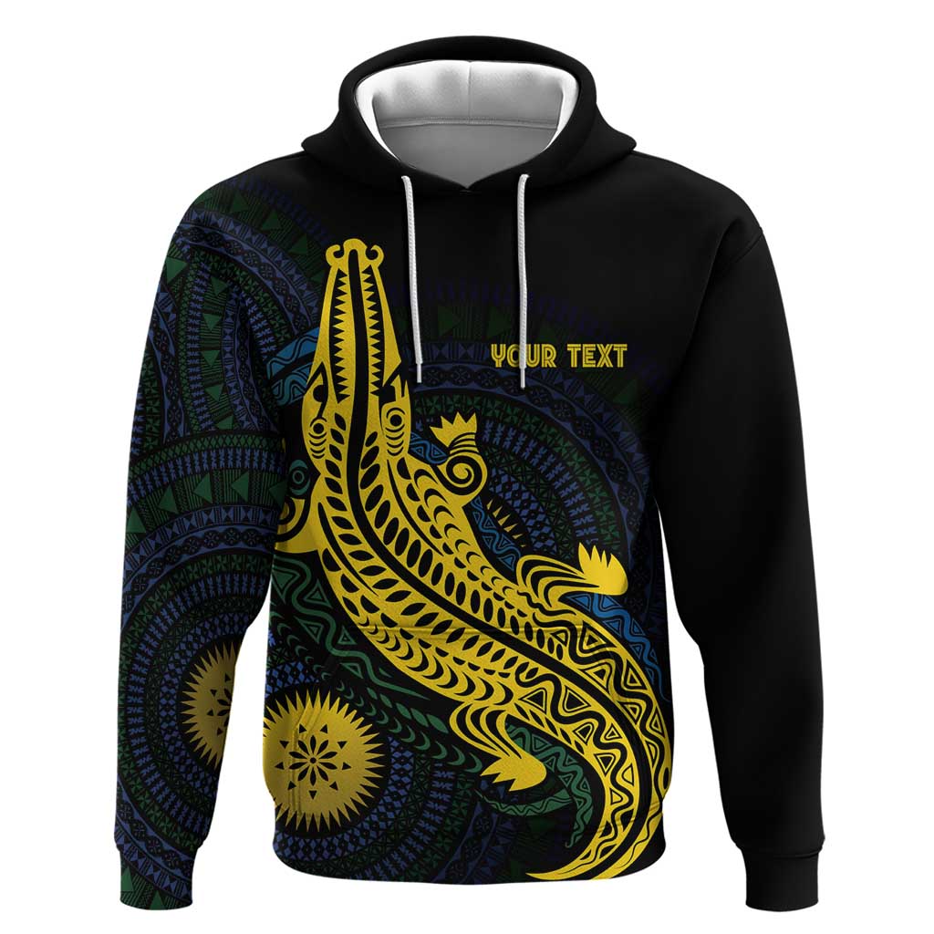 Personalized Solomon Islands Independence Anniversary Zip Hoodie Crocodile Mix Tapa