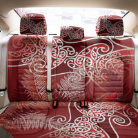 Aotearoa Maori Koru Curves Back Car Seat Cover Silver Ferns - Crimson Red