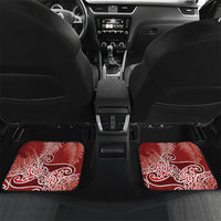 Aotearoa Maori Koru Curves Car Mats Silver Ferns - Crimson Red