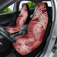 Aotearoa Maori Koru Curves Car Seat Cover Silver Ferns - Crimson Red