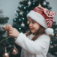 Aotearoa Maori Koru Curves Christmas Santa Hat Silver Ferns - Crimson Red LT7 - Polynesian Pride