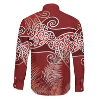Aotearoa Maori Koru Curves Family Matching Mermaid Dress and Hawaiian Shirt Silver Ferns - Crimson Red LT7 - Polynesian Pride
