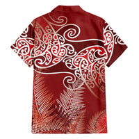 Aotearoa Maori Koru Curves Hawaiian Shirt Silver Ferns - Crimson Red