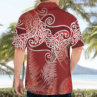 Aotearoa Maori Koru Curves Hawaiian Shirt Silver Ferns - Crimson Red
