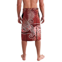 Aotearoa Maori Koru Curves Lavalava Silver Ferns - Crimson Red