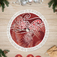 Aotearoa Maori Koru Curves Tree Skirt Silver Ferns - Crimson Red