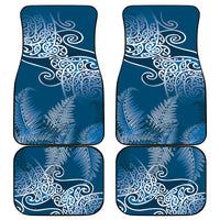 Aotearoa Maori Koru Curves Car Mats Silver Ferns - Navy Blue