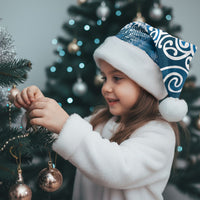 Aotearoa Maori Koru Curves Christmas Santa Hat Silver Ferns - Navy Blue LT7 - Polynesian Pride
