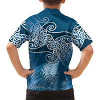 Aotearoa Maori Koru Curves Hawaiian Shirt Silver Ferns - Navy Blue