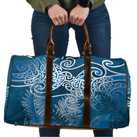 Aotearoa Maori Koru Curves Travel Bag Silver Ferns - Navy Blue