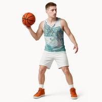 Aotearoa Maori Koru Curves Basketball Jersey Mossy Paua Shell