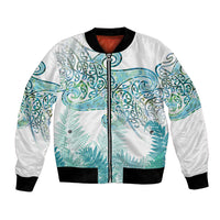 Aotearoa Maori Koru Curves Bomber Jacket Mossy Paua Shell