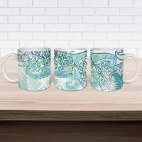 Aotearoa Maori Koru Curves Ceramic Mug Mossy Paua Shell