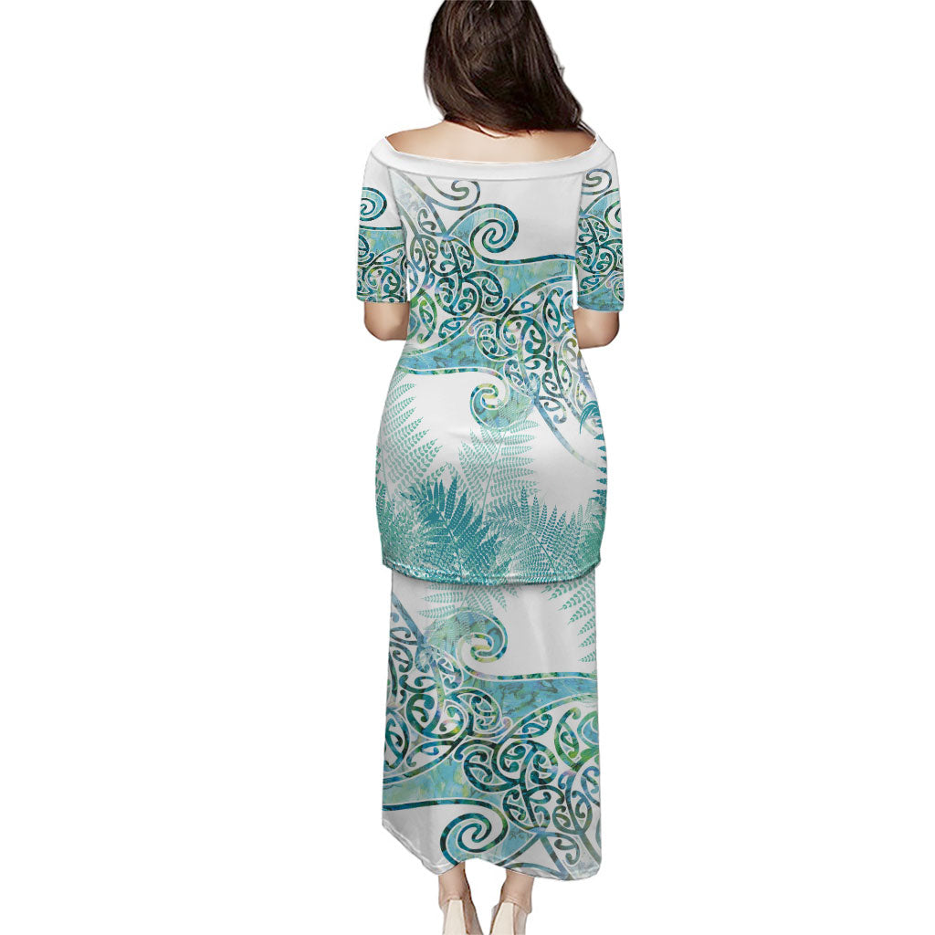 Aotearoa Maori Koru Curves Family Matching Puletasi and Hawaiian Shirt Mossy Paua Shell