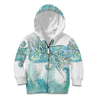 Aotearoa Maori Koru Curves Kid Hoodie Mossy Paua Shell