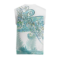 Aotearoa Maori Koru Curves Christmas Knitted V-Neck Vest Mossy Paua Shell LT7 - Polynesian Pride