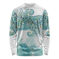 Aotearoa Maori Koru Curves Long Sleeve Shirt Mossy Paua Shell