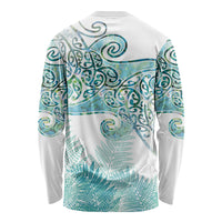 Aotearoa Maori Koru Curves Long Sleeve Shirt Mossy Paua Shell