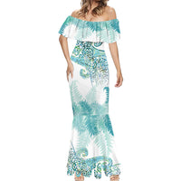 Aotearoa Maori Koru Curves Mermaid Dress Mossy Paua Shell