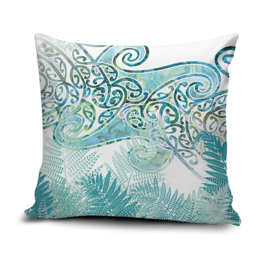 Aotearoa Maori Koru Curves Pillow Cover Mossy Paua Shell