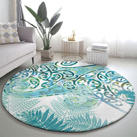 Aotearoa Maori Koru Curves Round Carpet Mossy Paua Shell