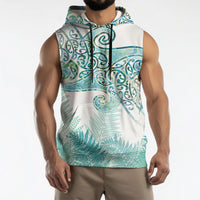 Aotearoa Maori Koru Curves Sleeveless Hoodie Mossy Paua Shell