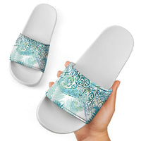 Aotearoa Maori Koru Curves Slide Sandals Mossy Paua Shell