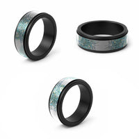 Aotearoa Maori Koru Curves Spinner Ring Mossy Paua Shell