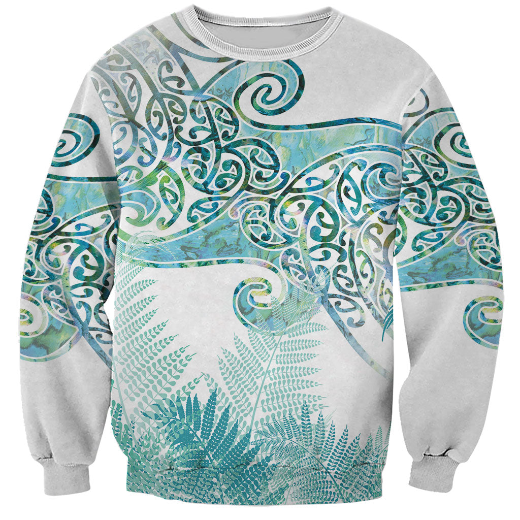 Aotearoa Maori Koru Curves Sweatshirt Mossy Paua Shell